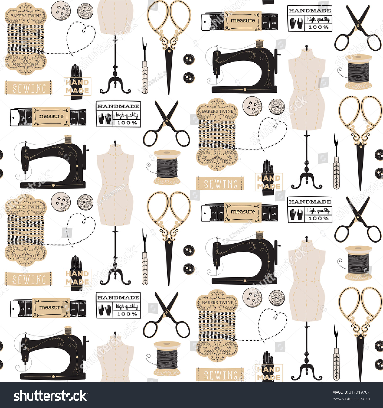 Vintage Vector Tailors Tools Seamless Pattern 317019707 Shutterstock