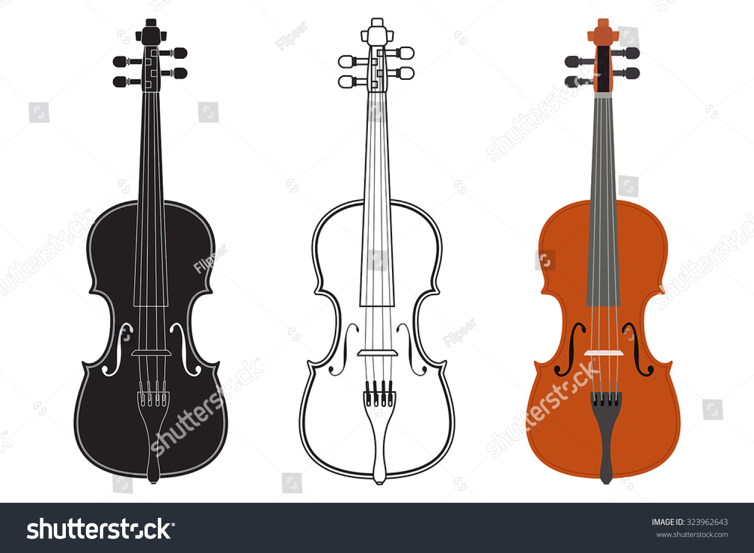 Violin Vector Isolated On White Stock Vector 323962643 - Shutterstock