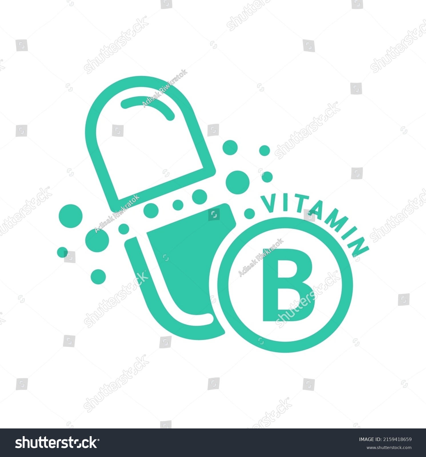 Vitamin B Icon Green Capsule Form Stock Vector Royalty Free