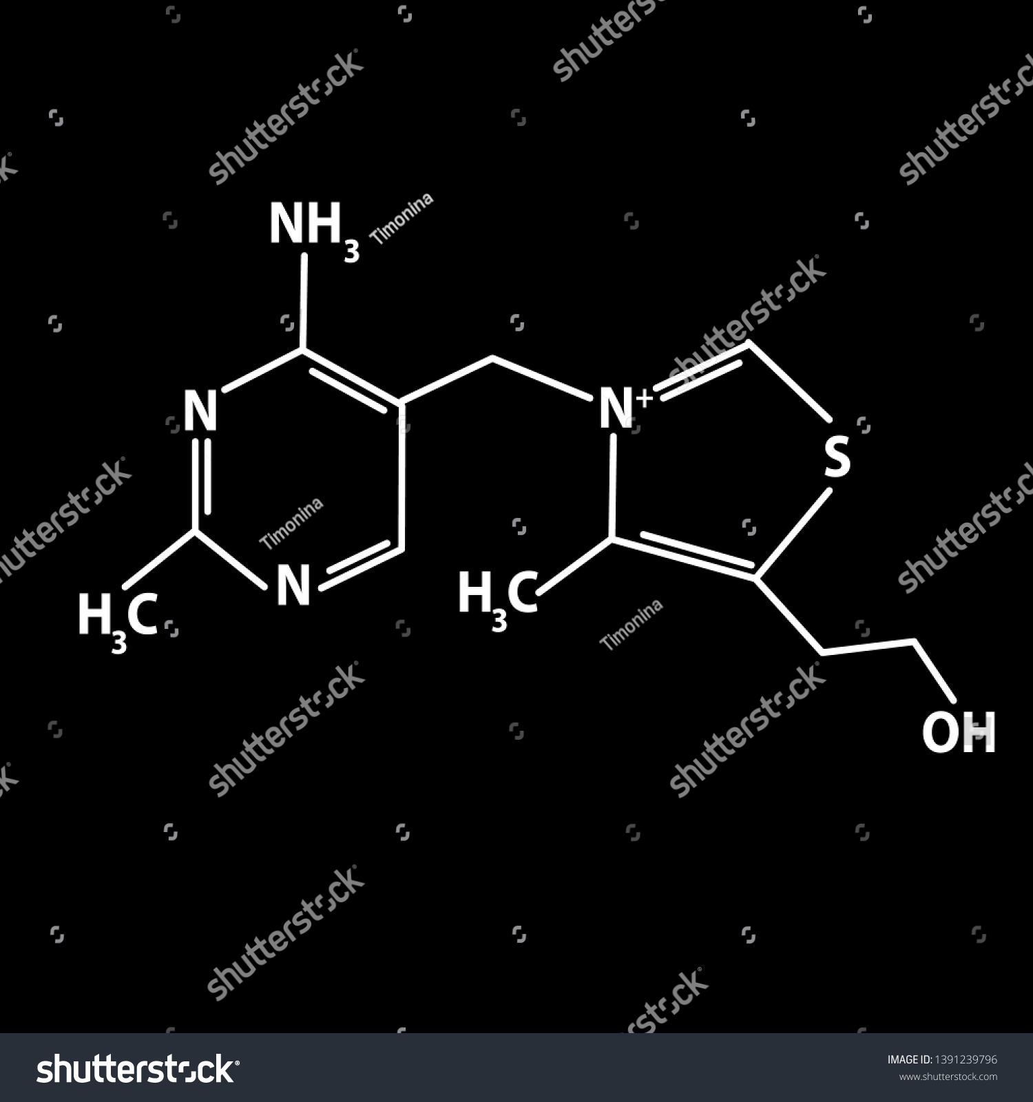 Vitamin B Thiamine Molecular Chemical Formula Stock Vector Royalty