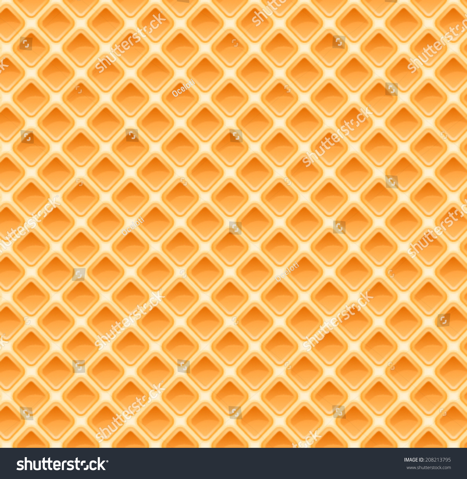 Waffles Pattern Seamless Texture Quality Orange Background Stock