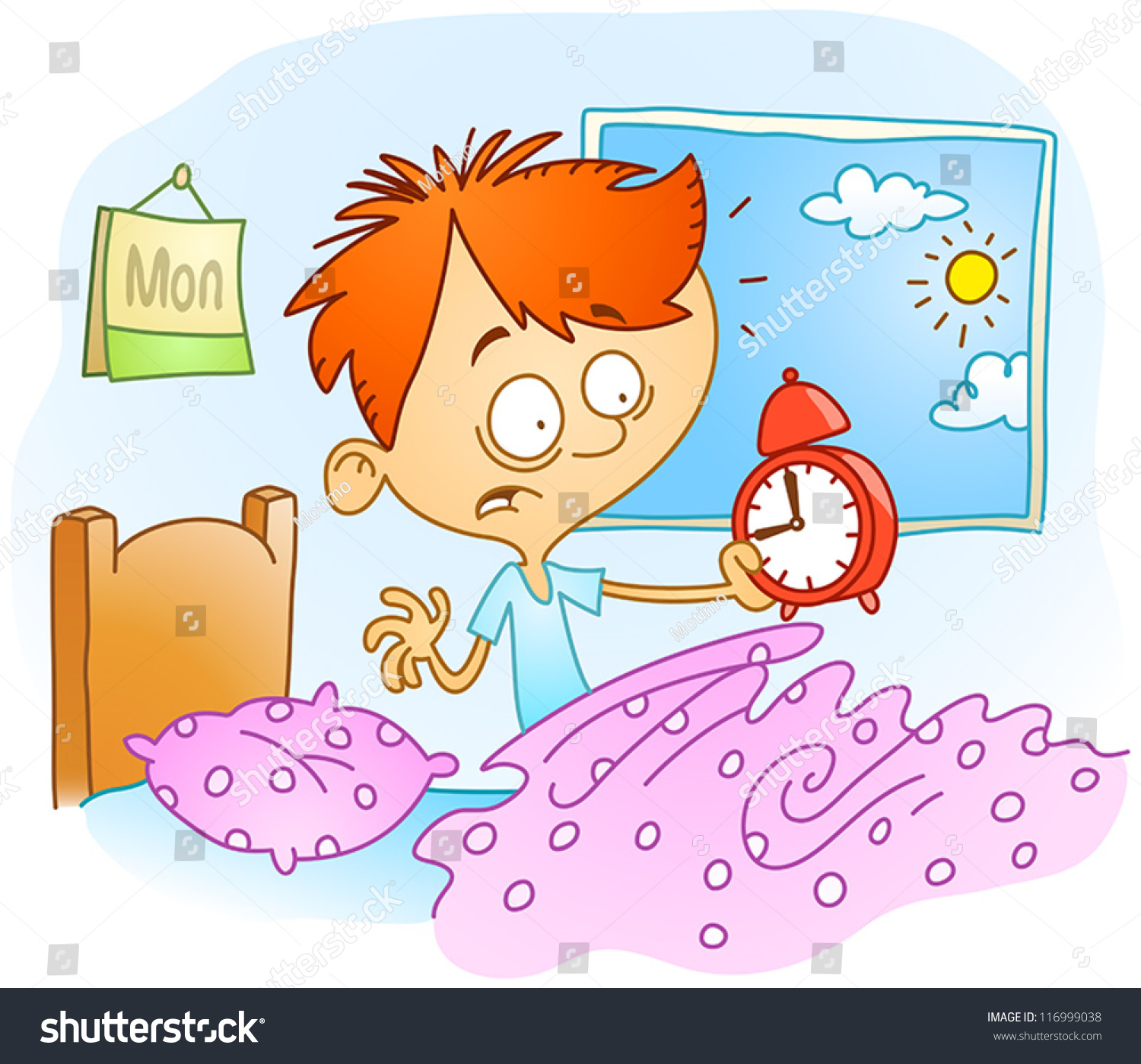 Waking Late Stock Vector 116999038 Shutterstock 1873