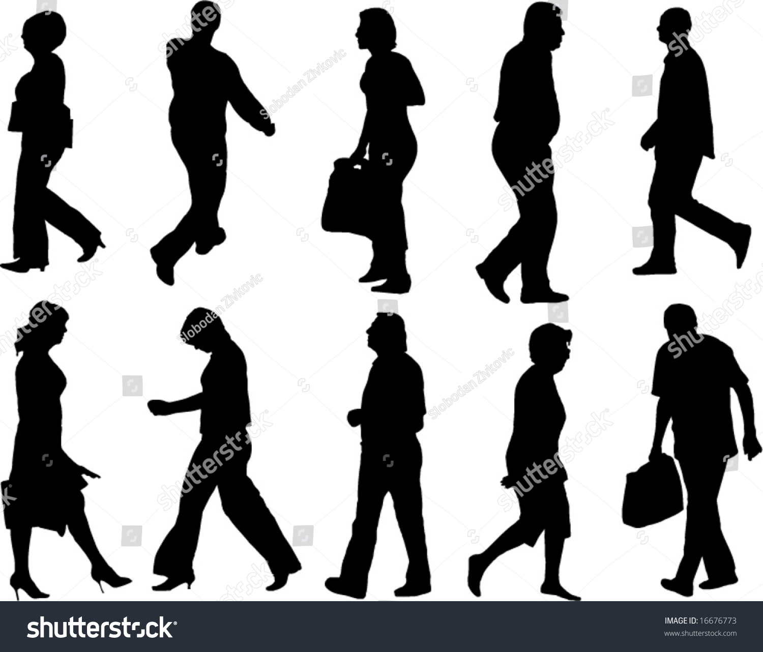 Walking And Moving People Vector Silhouette 16676773 Shutterstock