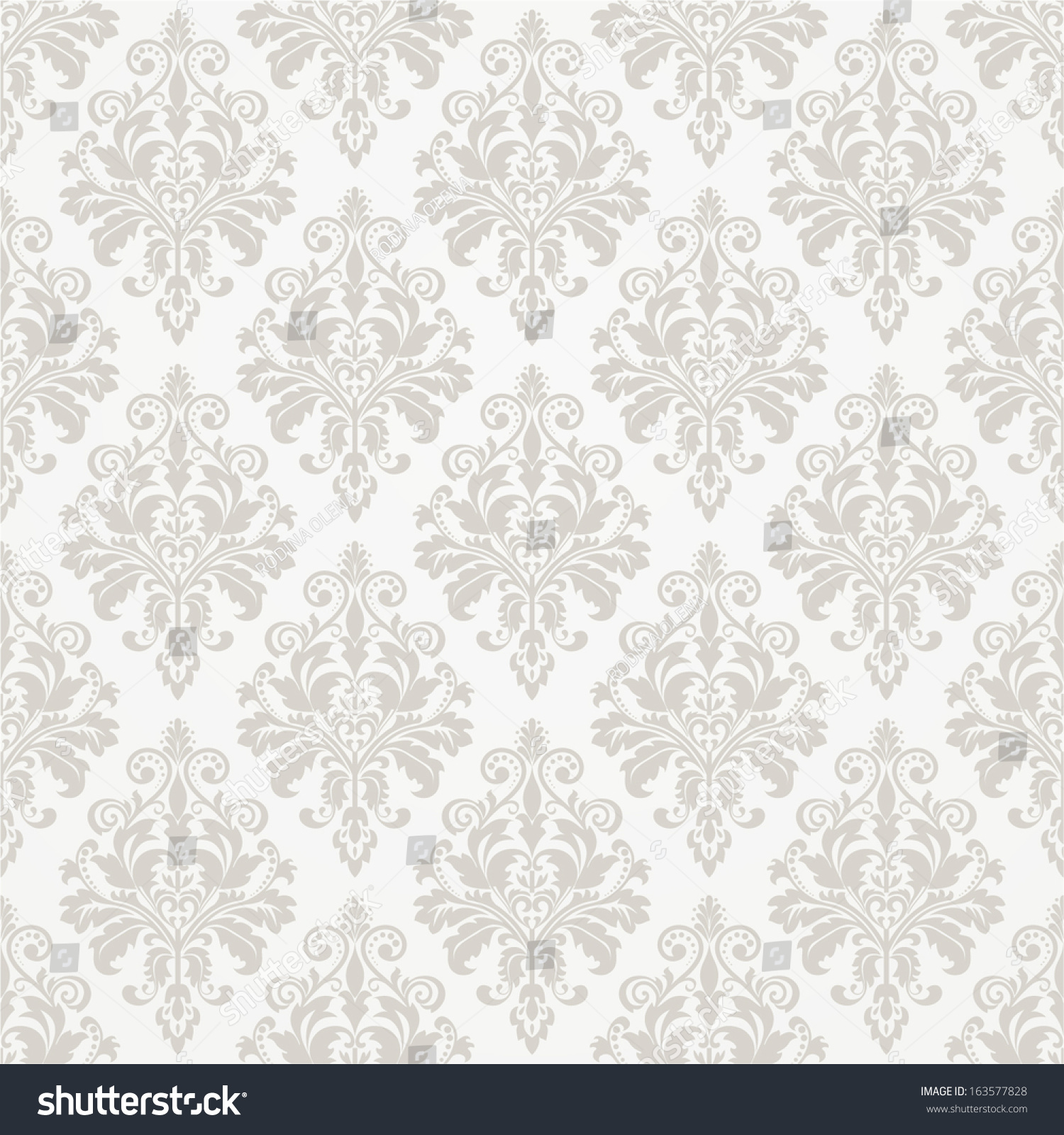 Wallpaper In The Style Of Baroque. A Seamless Vector Background. Gray 