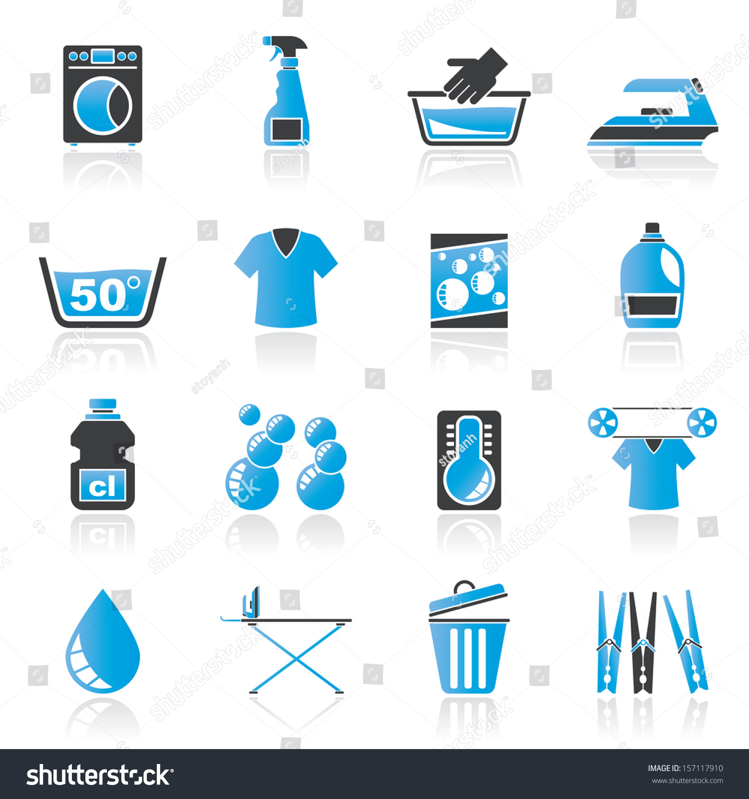 Washing Machine And Laundry Icons - Vector Icon Set - 157117910