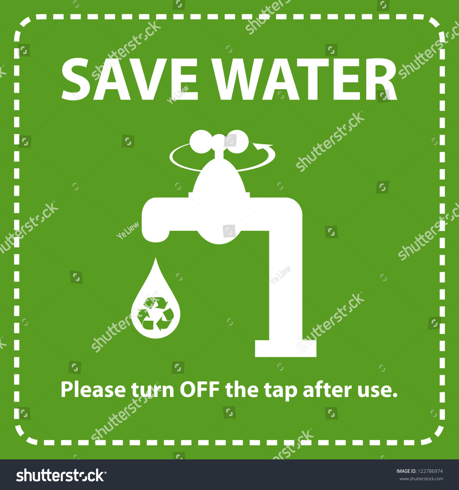 Water Conservation Concept Turn Off Tap Stock Vector 122786974