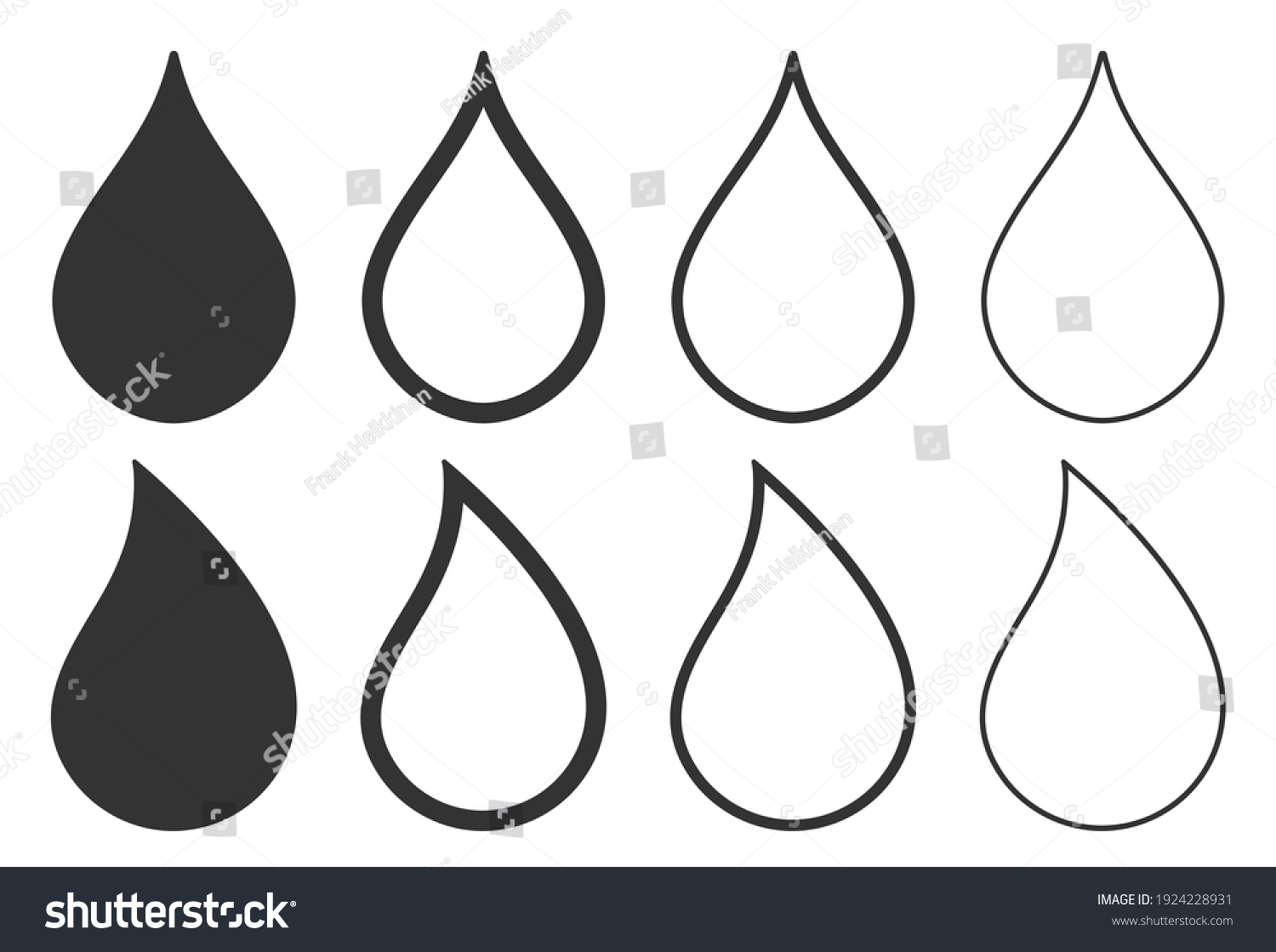 Water Drop Shape Icon Symbol Set Stock Vector Royalty Free