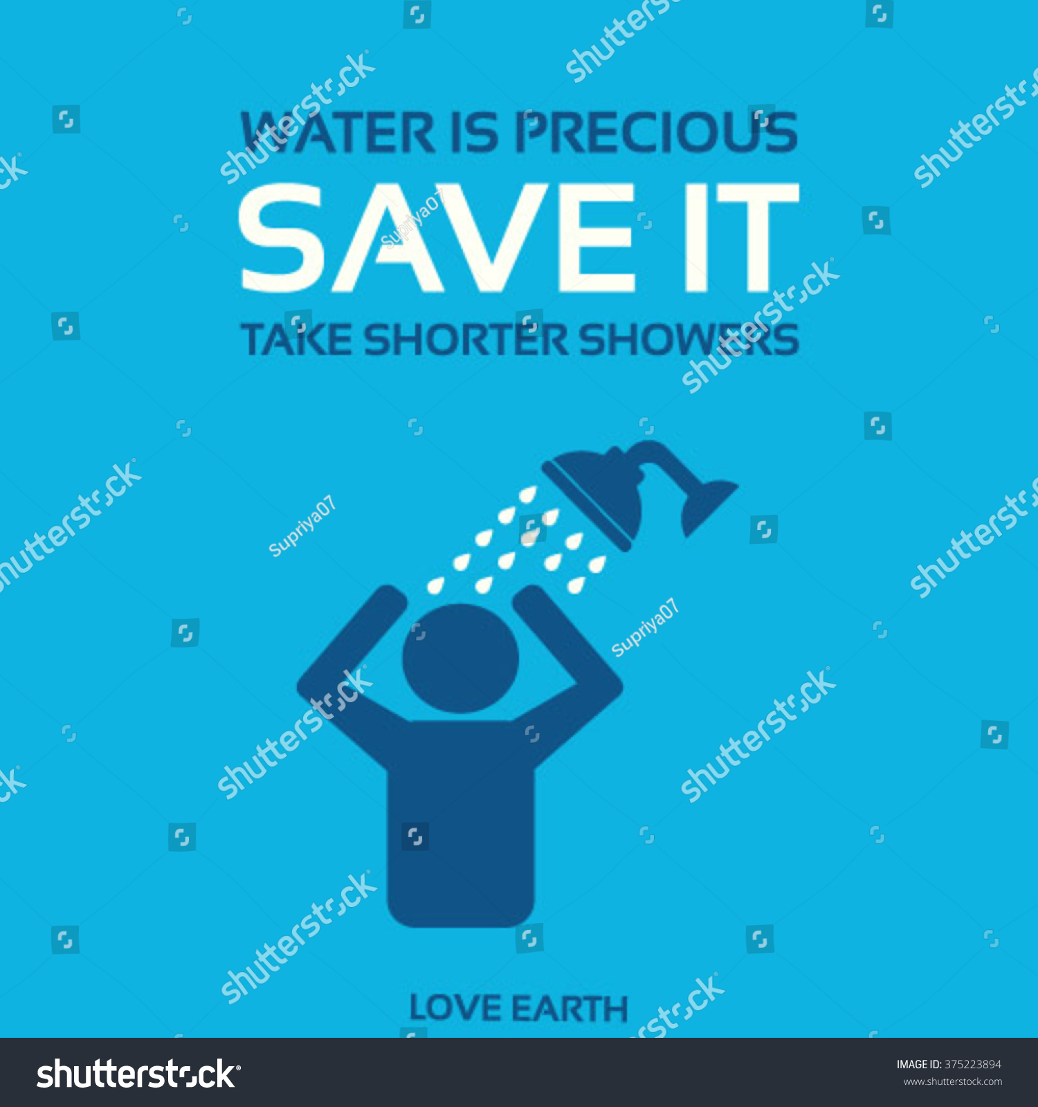 Water Is Precious Save It Take Shorter Showers Vector Concept