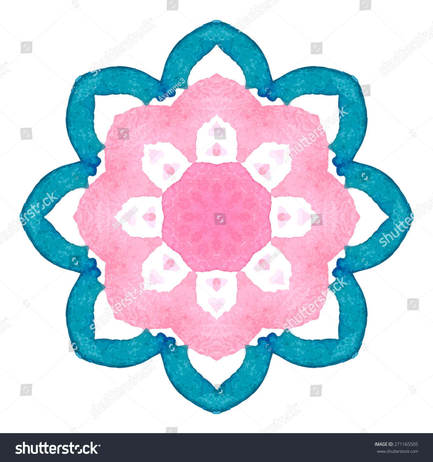 Watercolor Flower Cherry Blossom Mandala Lace circular ornament on white background Oriental Geometric circle element Vector illustration Watercolor Flower Cherry Blossom Mandala Lace circular ornament on white background Oriental Geometric circle element Vector illustration