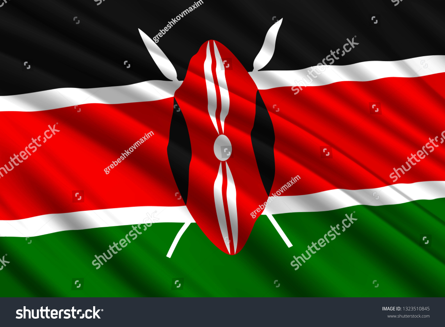 Waving Flag Kenya Vector Illustration Stock Vector Royalty Free