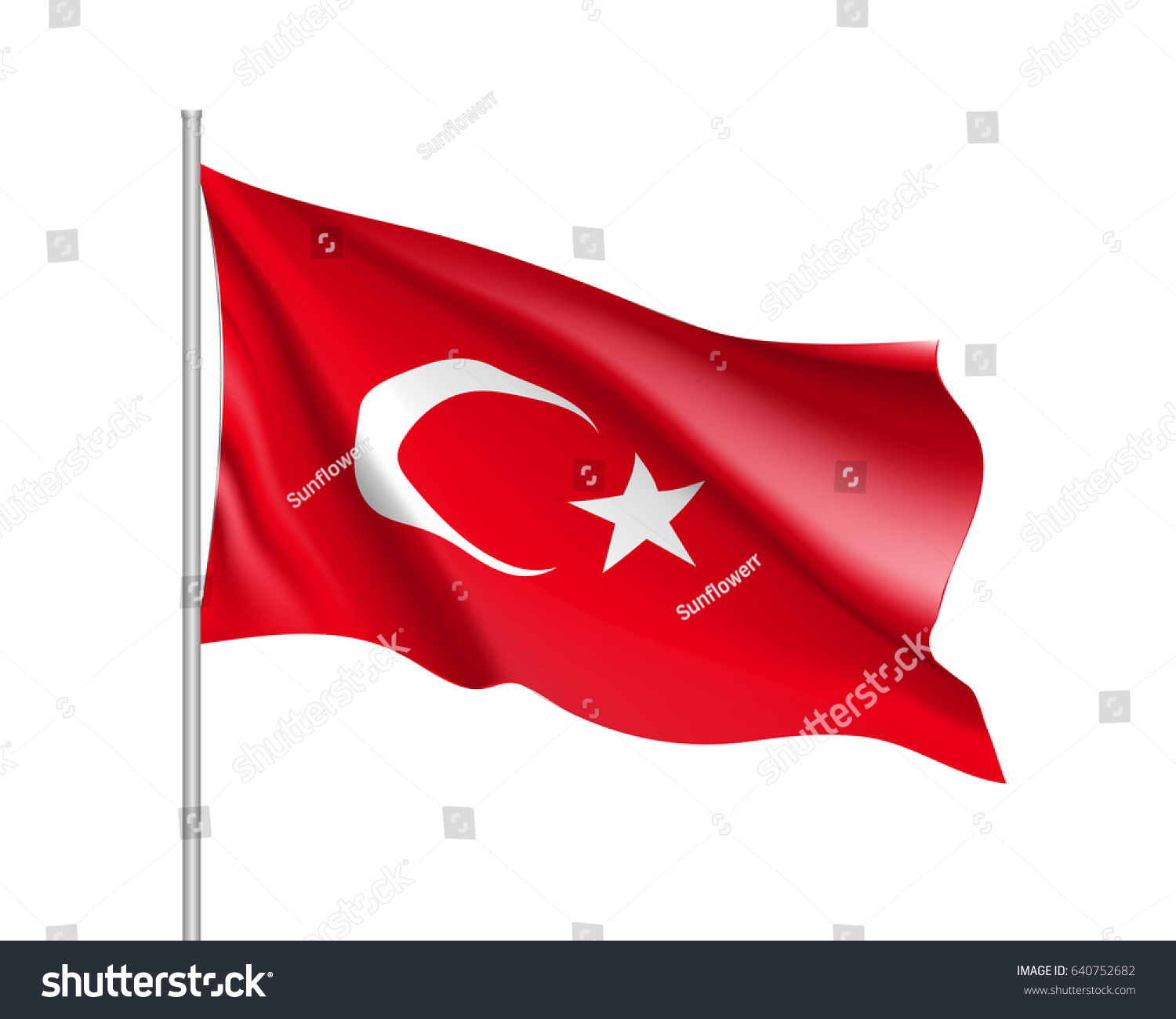 Waving Flag Turkey Illustration Asian Country Stock Vector Royalty