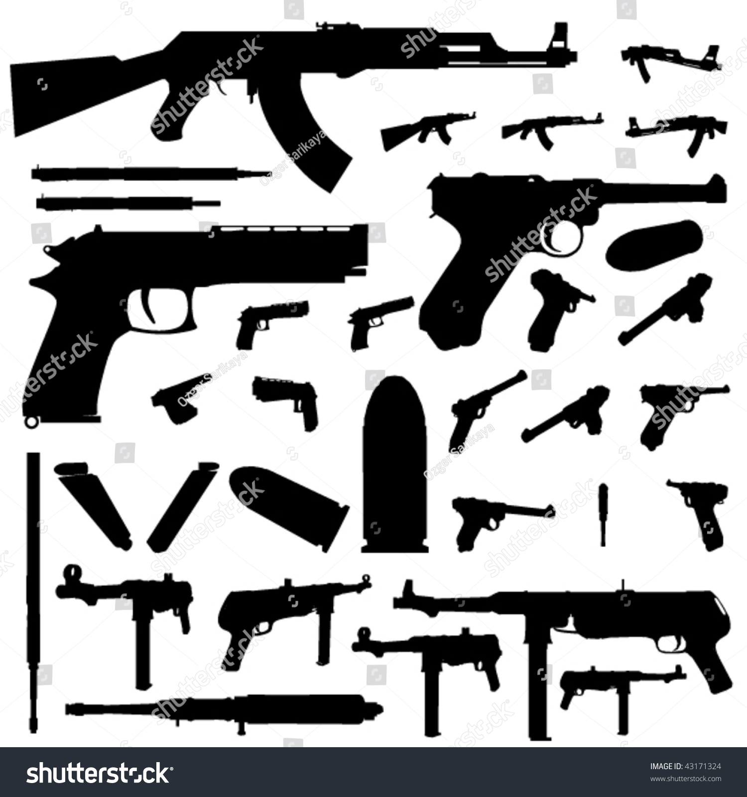 Weapon Silhouette Set Stock Vector Illustration 43171324 : Shutterstock