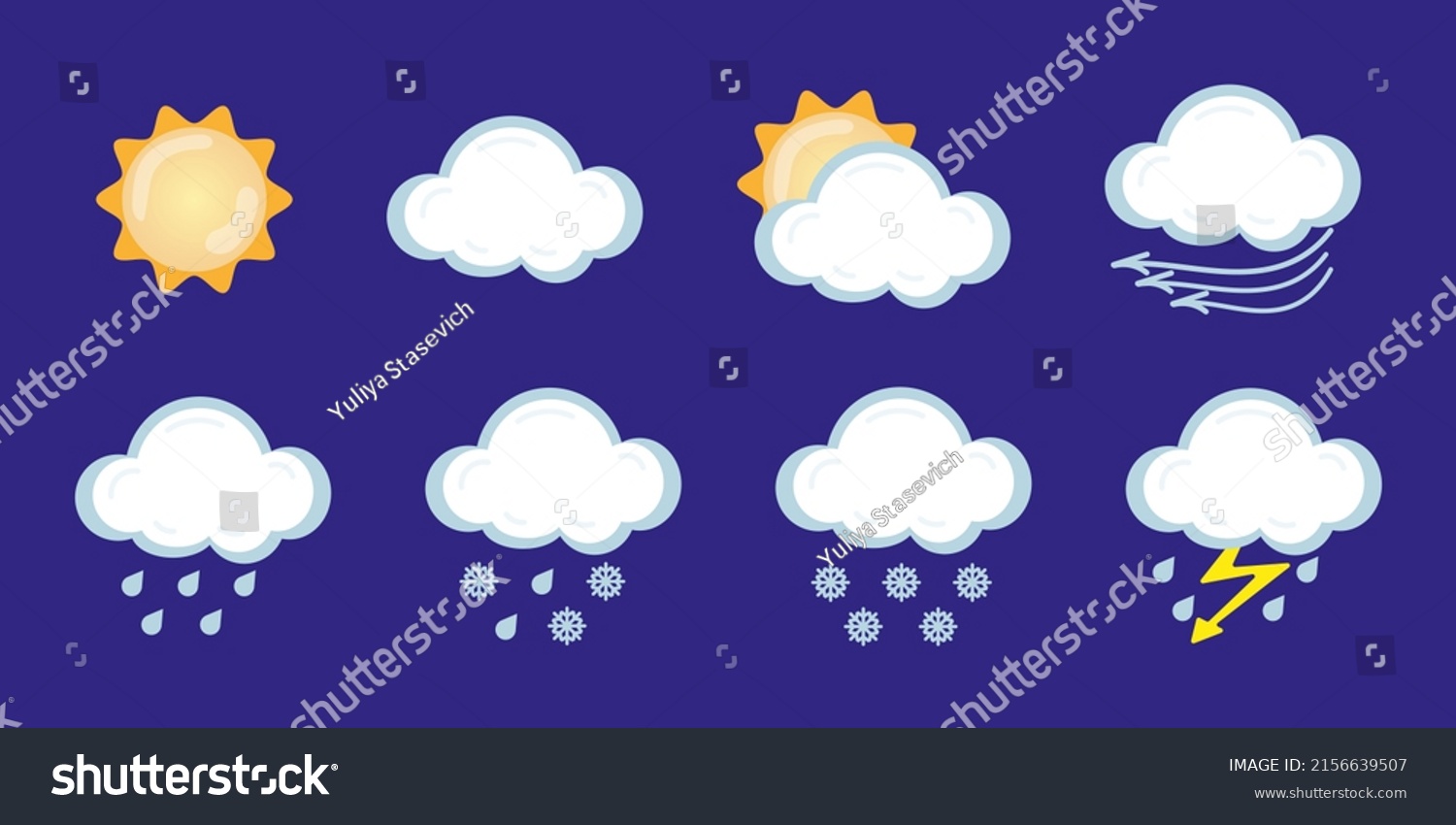 Weather Icons Sun Clouds Rain Snow Stock Vector Royalty Free