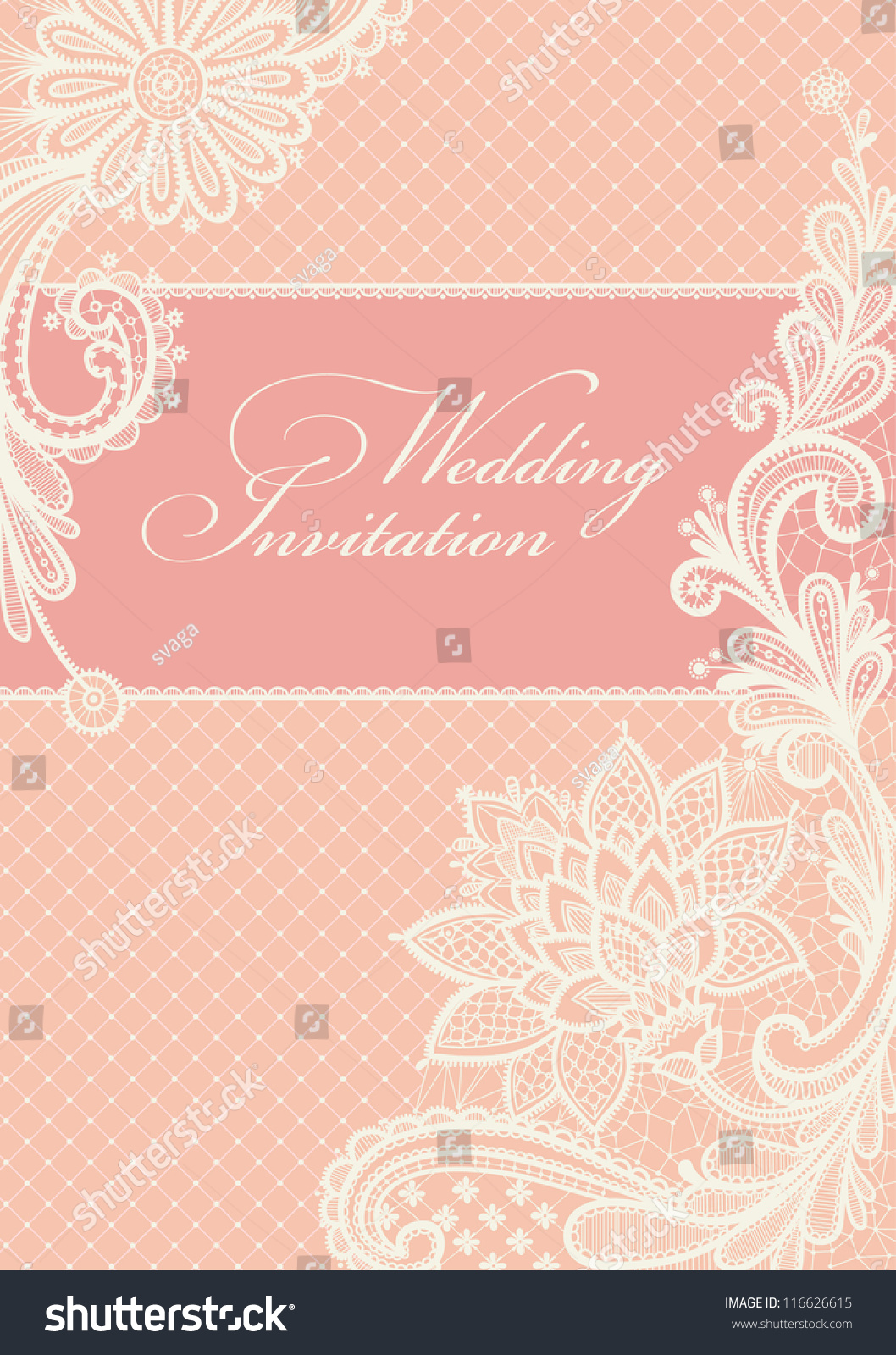 Wedding Invitation Lace Background Place Text Stock Vector 116626615