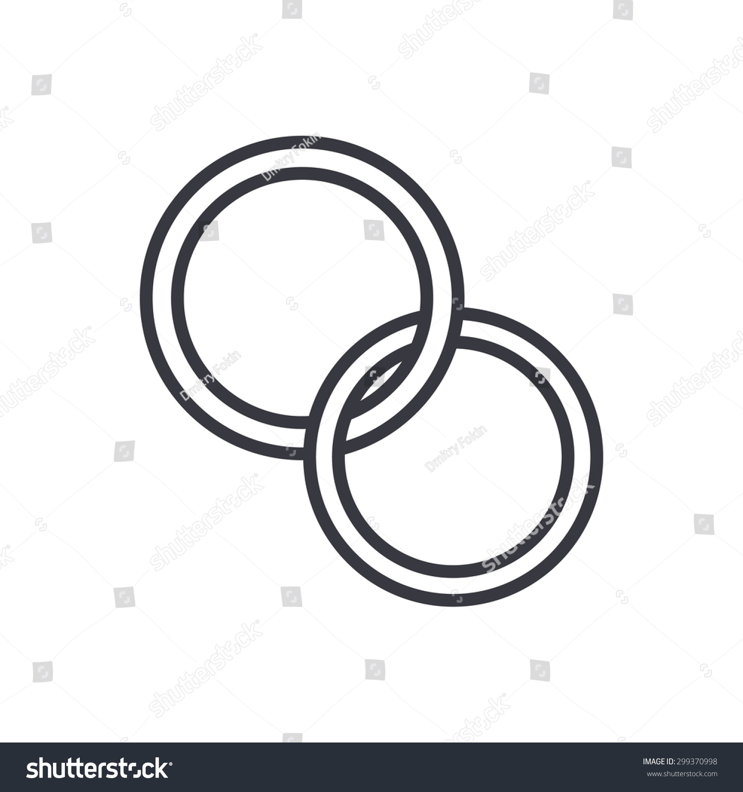 Wedding Rings Outline Icon, Modern Minimal Flat Design Style. Vector