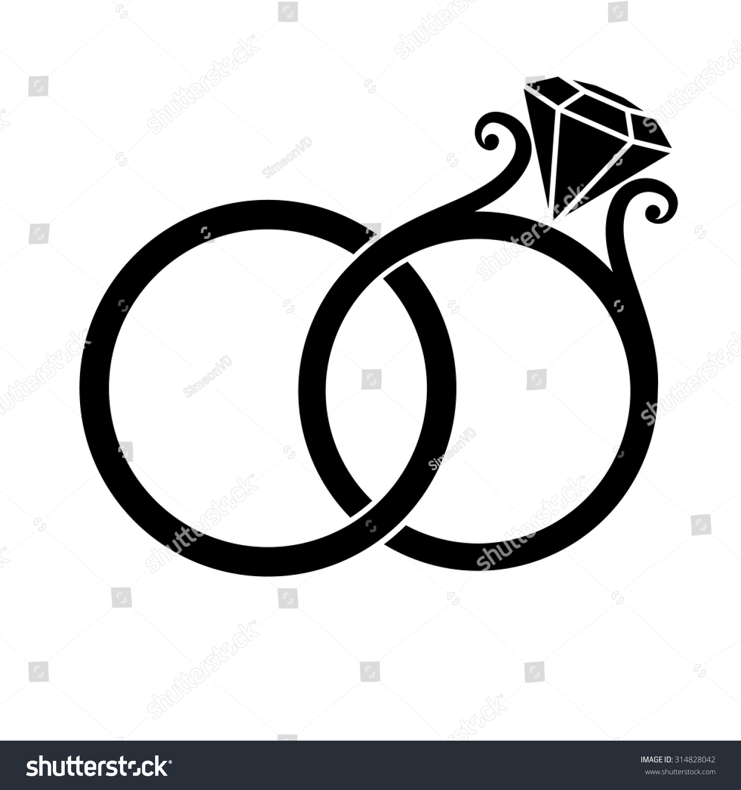 wedding ring clipart black and white - photo #11