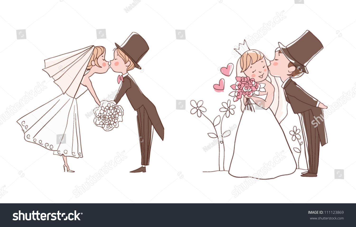 Wedding Set Bride Groom Kissing Stock Vector 111123869 Shutterstock 2475