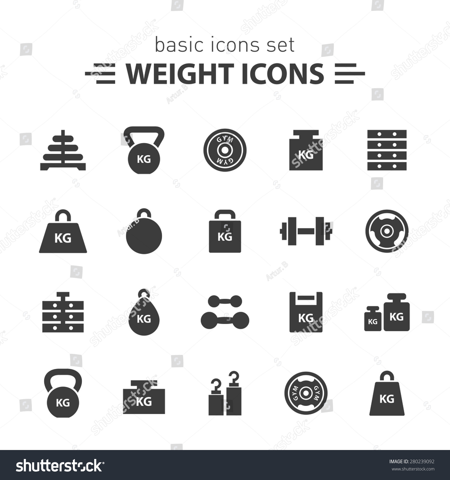 Weight Icons Set. Stock Vector Illustration 280239092 : Shutterstock