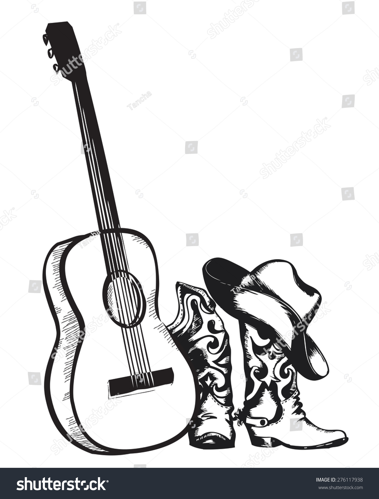 Western Country Music Cowboy Shoes Music Stock Vector ...