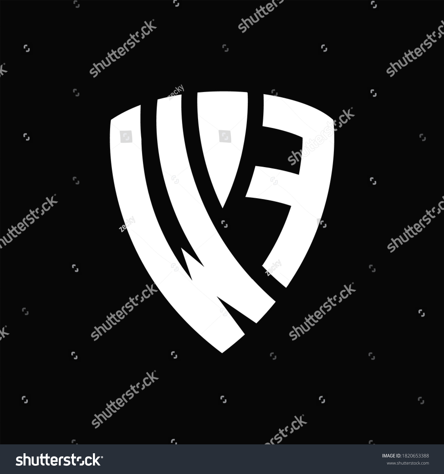 Wf Logo Monogram Shield Elements Shape Stock Vector Royalty Free