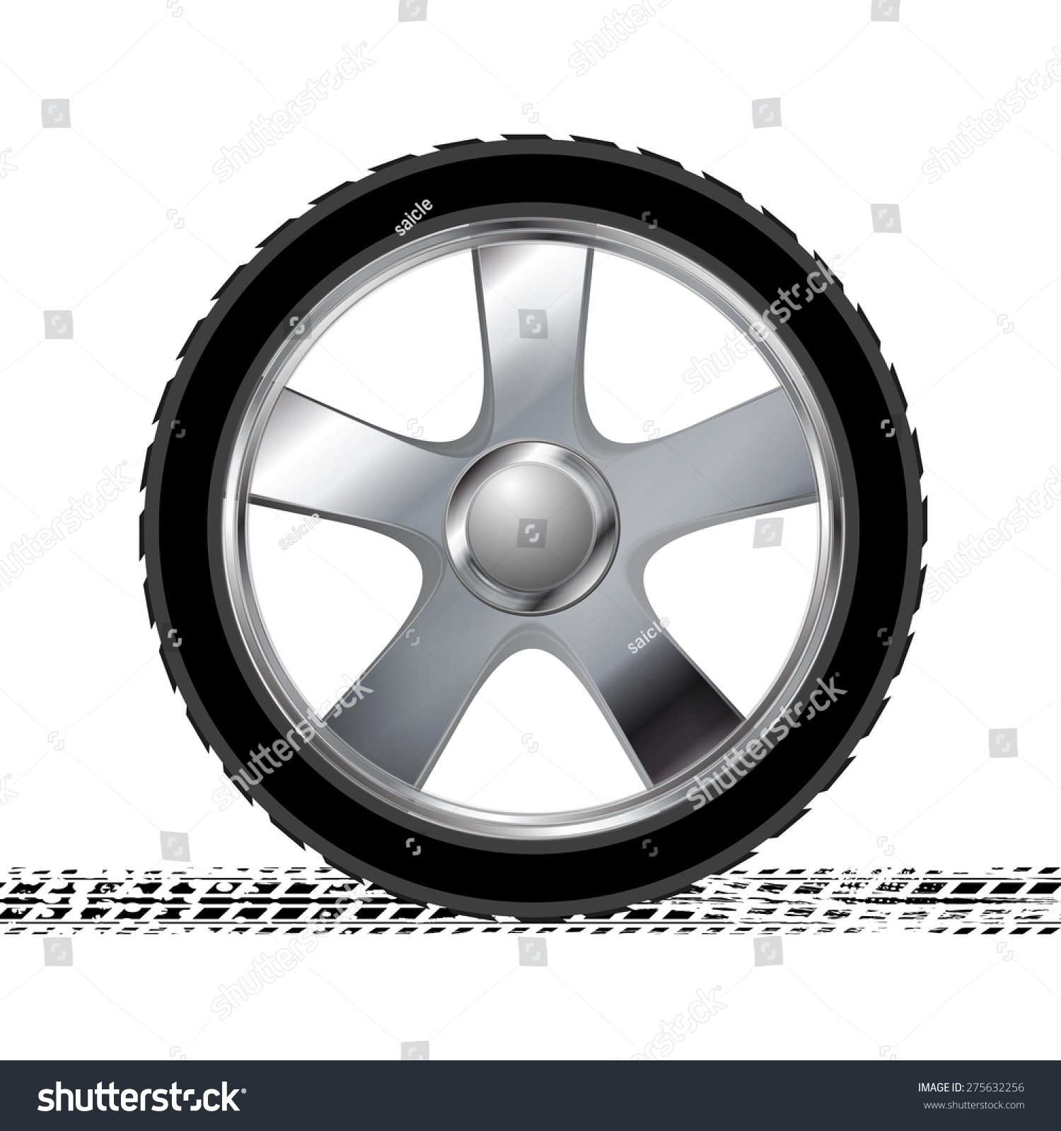 Wheel And Grunge Tire Track Abstract Background. Vector Illustration