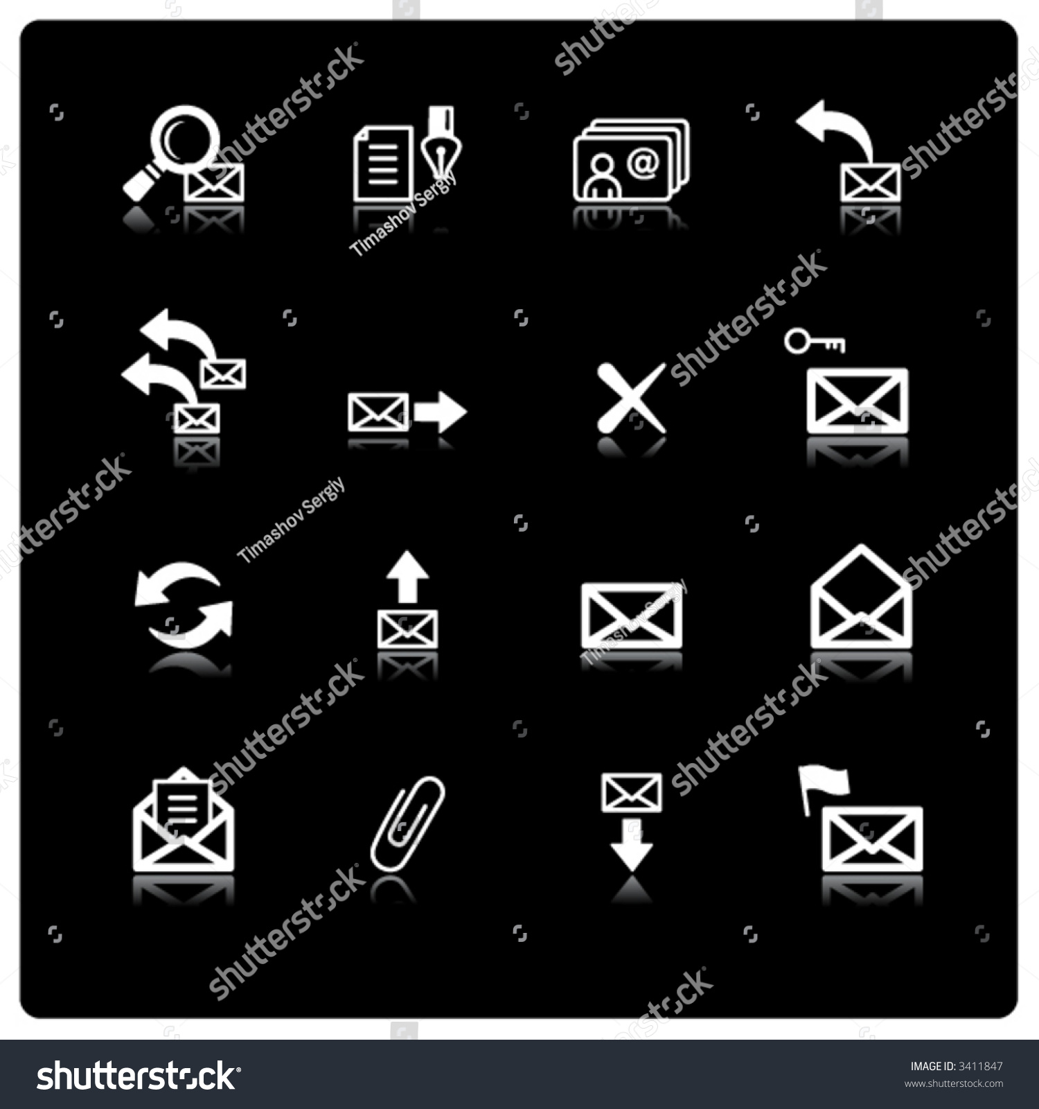 White Email Icons Stock Vector Illustration 3411847 : Shutterstock