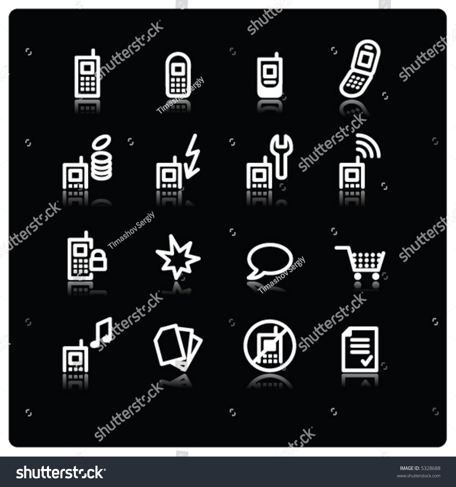 White Mobile Phone Icons Stock Vector Illustration 5328688 : Shutterstock