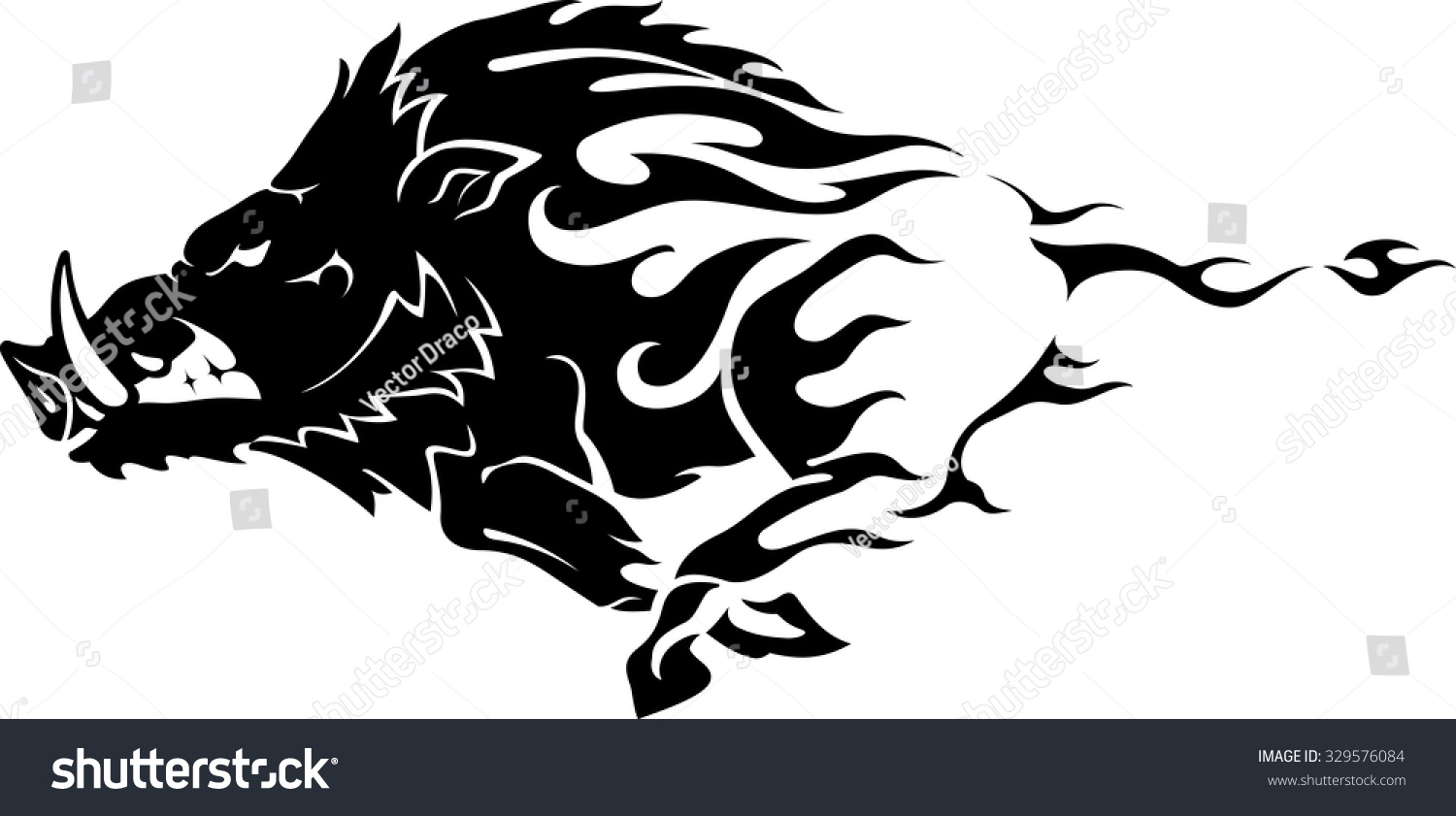 Wild Boar Flame Stock Vector 329576084 - Shutterstock