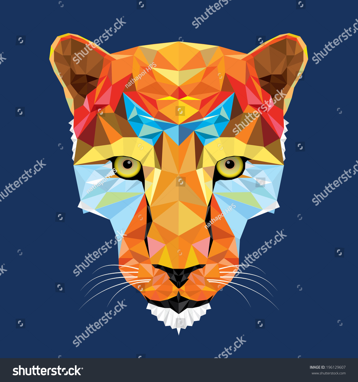 Wild Cat Leopard Geometric Pattern Vector Stock Vector 196129607