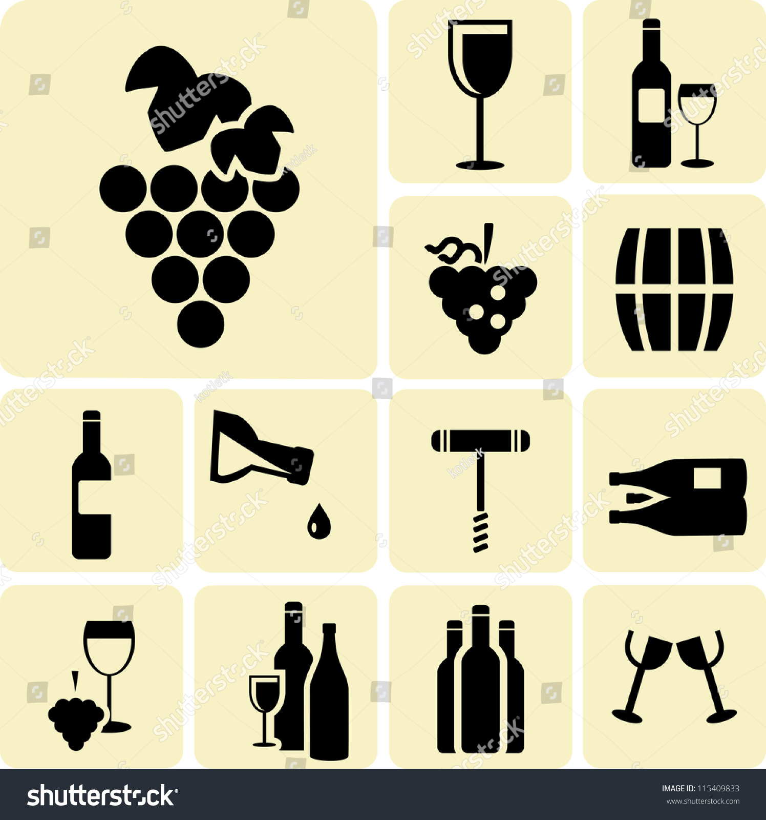 Wine Icons Set Stock Vector Illustration Shutterstock