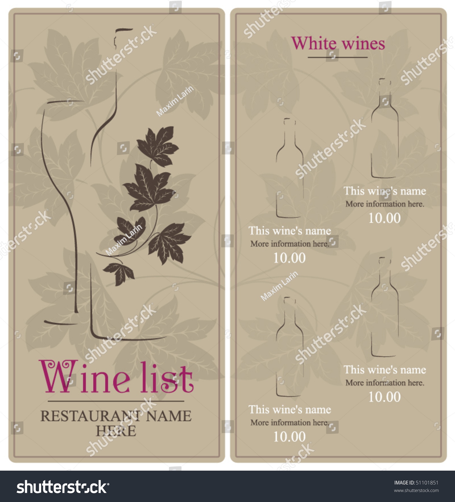 Wine List Design Stock Vector 51101851 Shutterstock