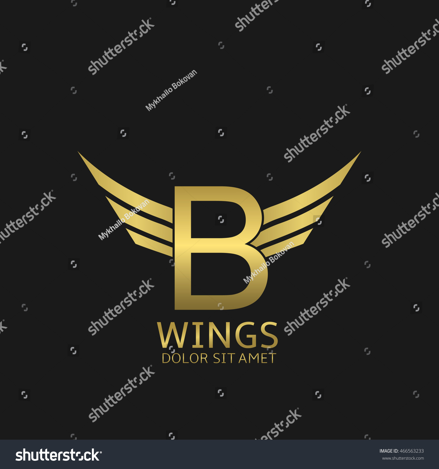 Wings B Letter Logo. Golden Creative Alphabet, Air Emblem Stock Vector ...