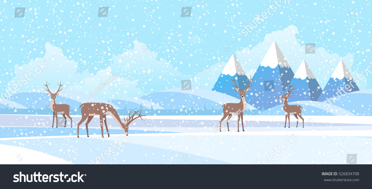 Winter Landscape Background Flat Vector Illustration Winter Landscape Background Flat Vector Illustration