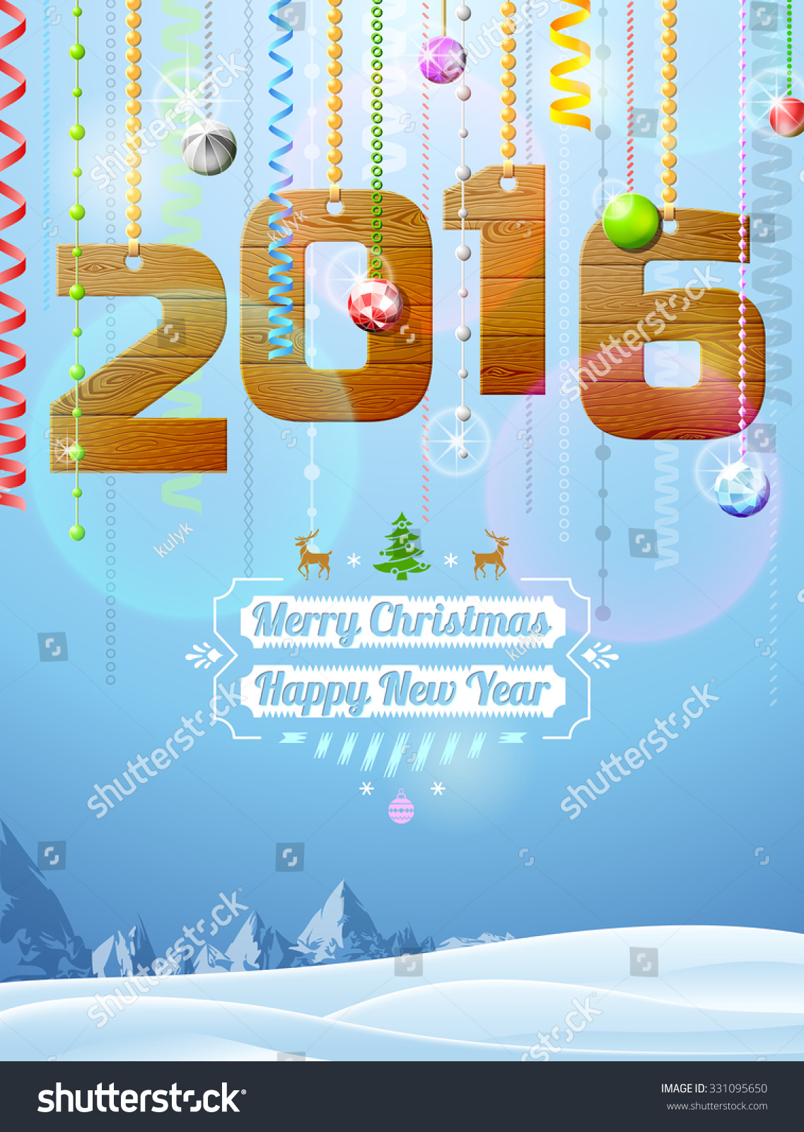 Winter landscape with christmas congratulation Qualitative vector illustration for new year's day christmas winter holiday new year's eve silvester etc Winter landscape with christmas congratulation Qualitative vector illustration for new year's day christmas winter holiday new year's eve silvester etc
