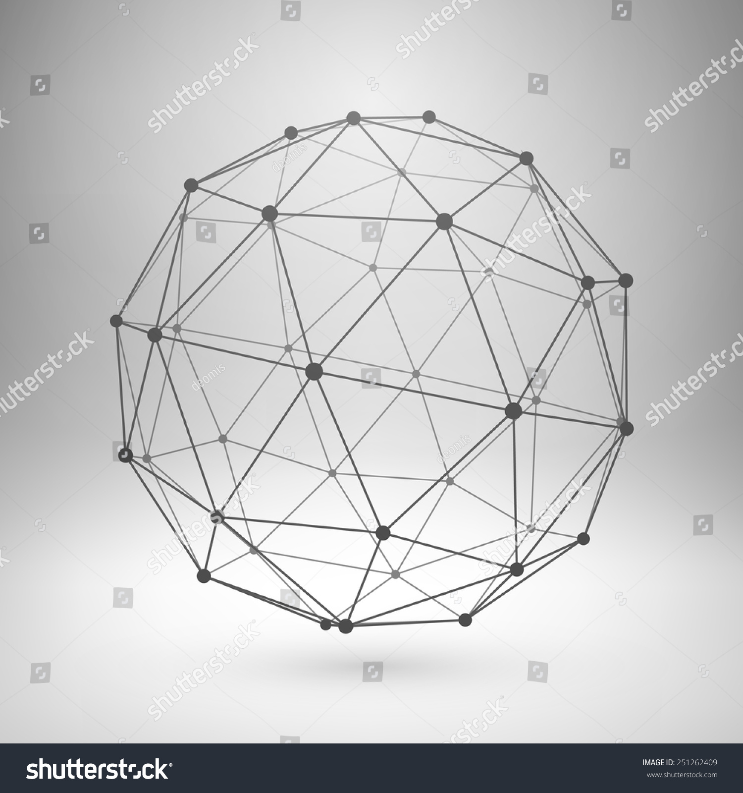 Wireframe Mesh Polygonal Element Sphere With Connected Lines And Dots