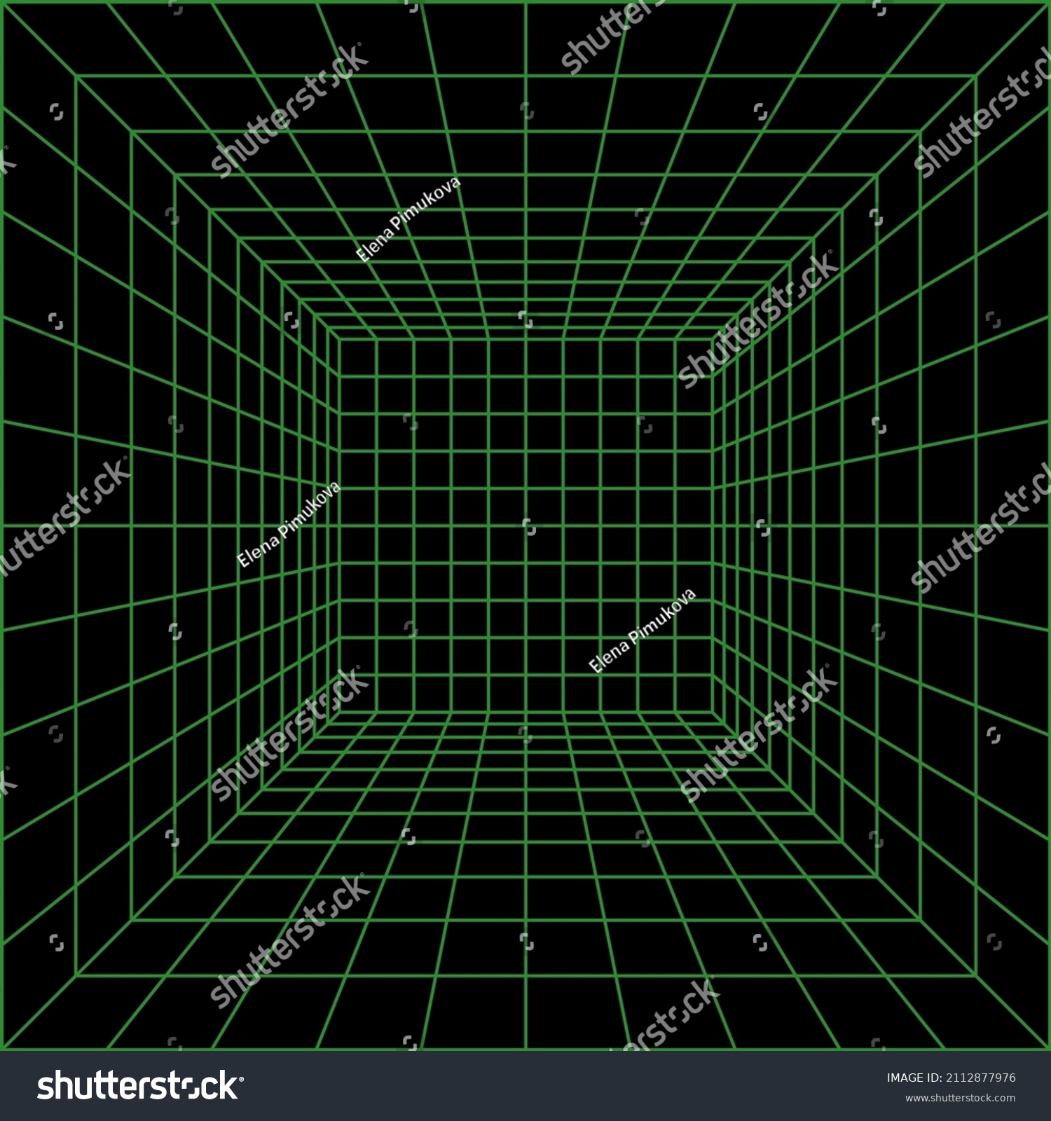 Wireframe Perspective Cube D Wireframe Grid Stock Vector Royalty Free