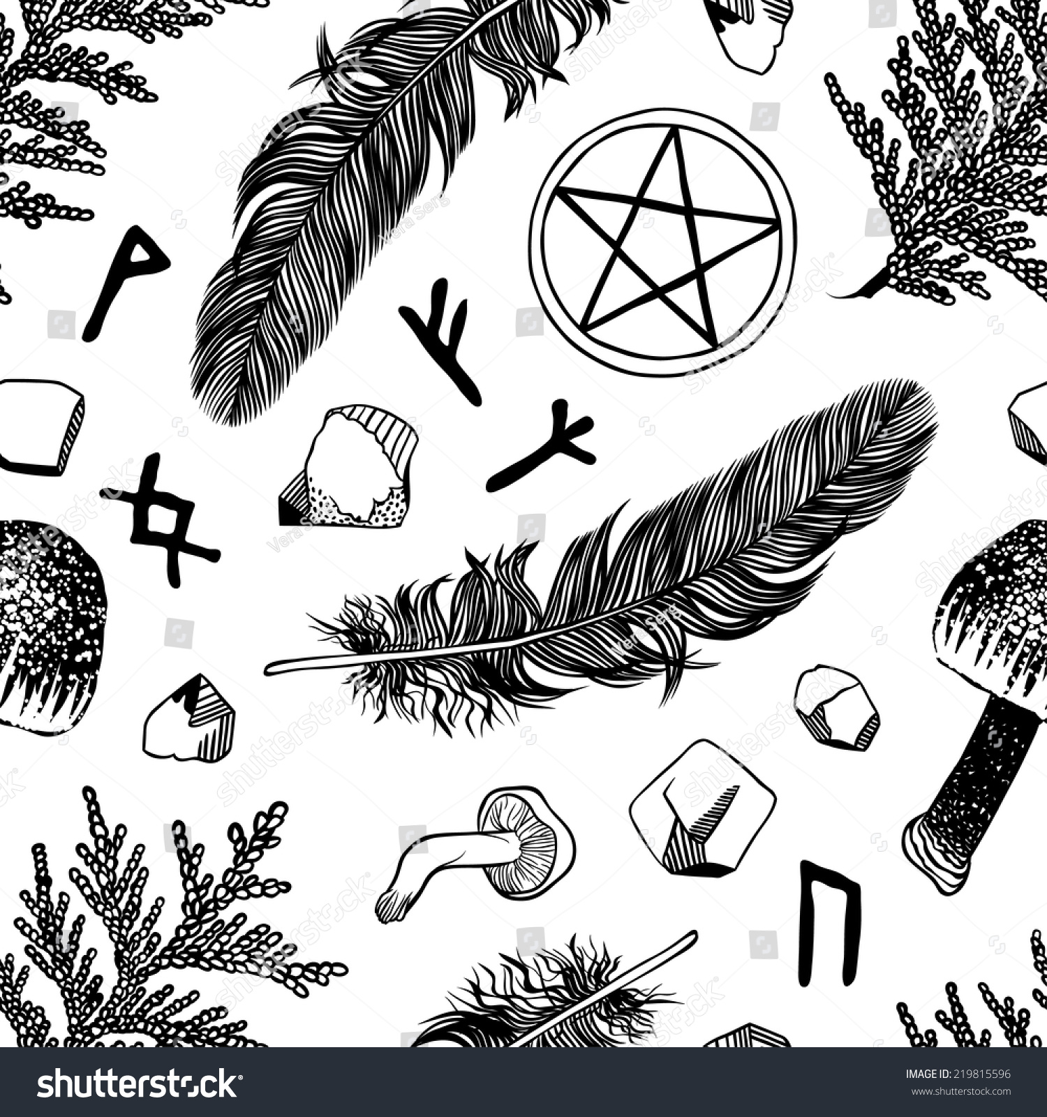 Witchcraft Seamless Pattern Vector Pattern Ritual Stock Vector