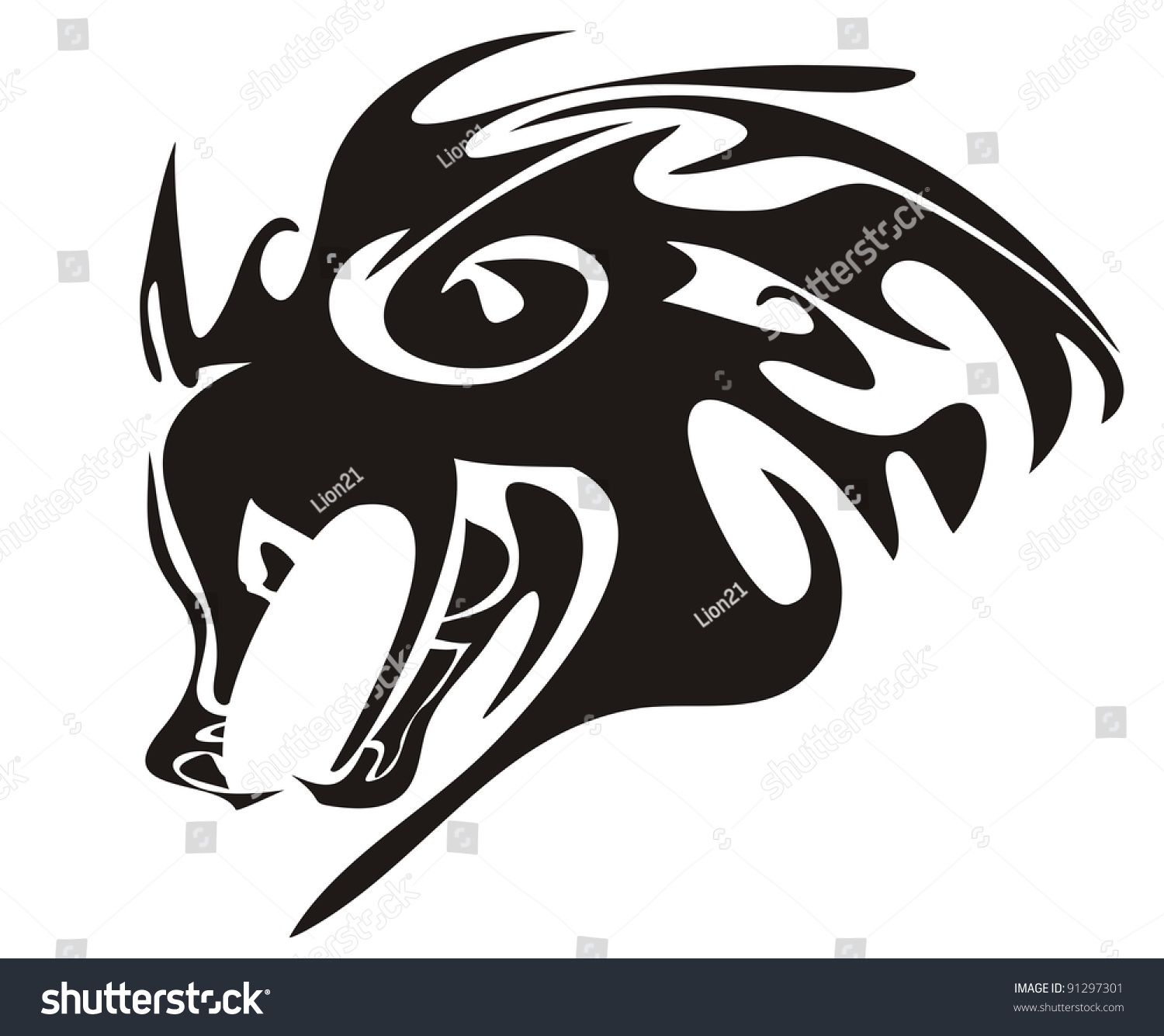 Wolf Head. Tribal Animal Stock Vector Illustration 91297301 : Shutterstock