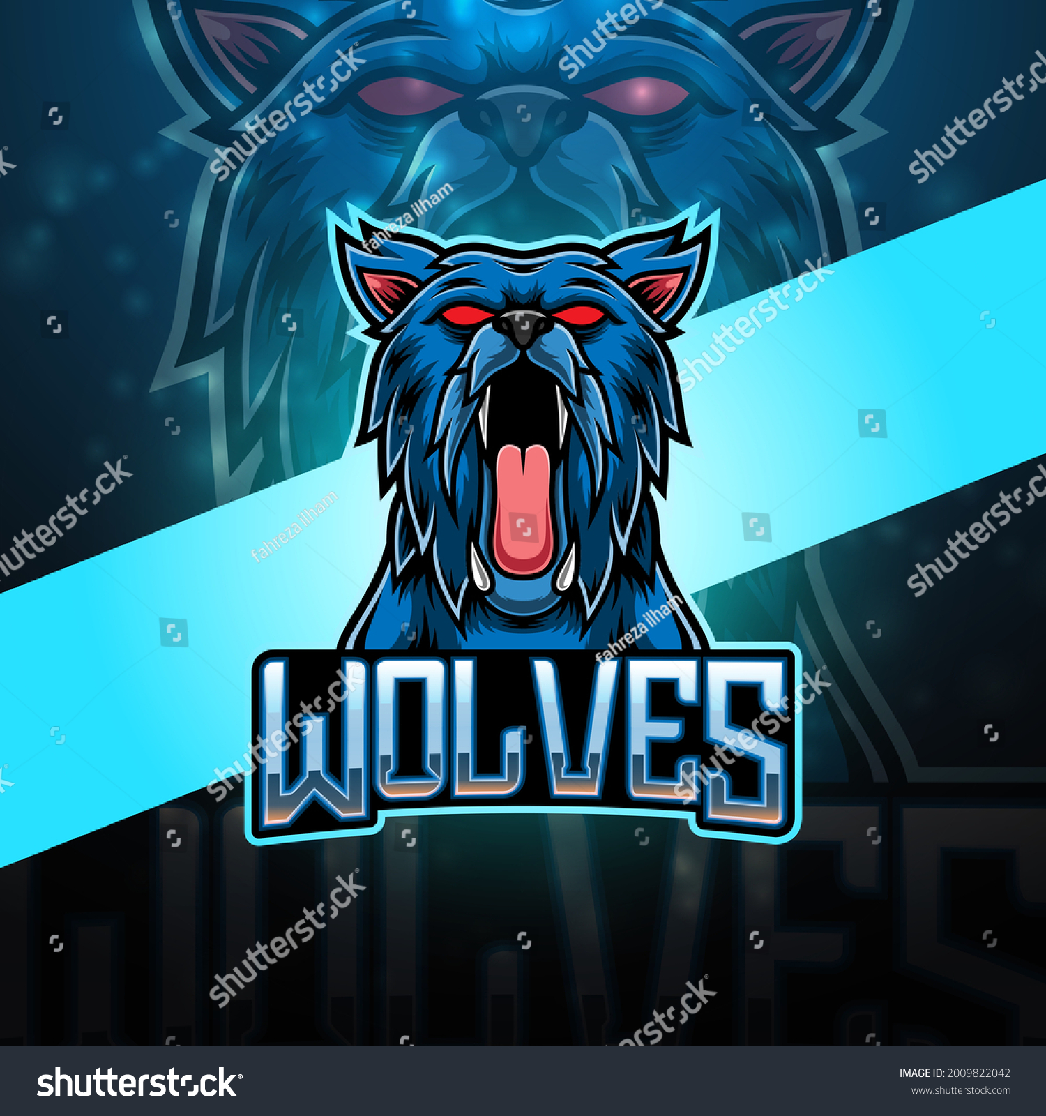 Wolves Esport Mascot Logo Design Stock Vector Royalty Free