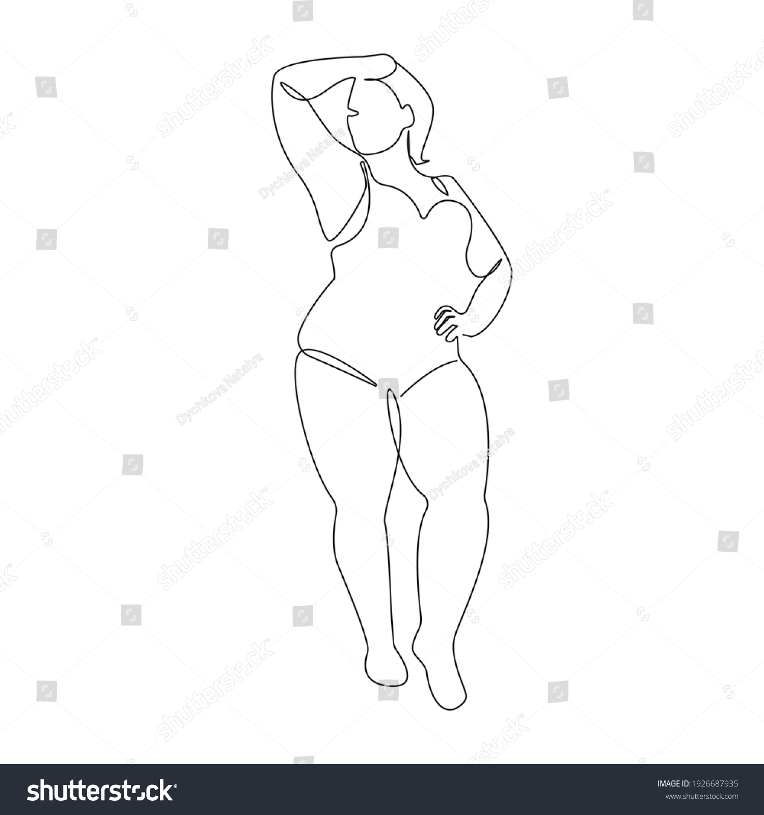 Woman Body One Line Drawing Female Vetor Stock Livre De Direitos