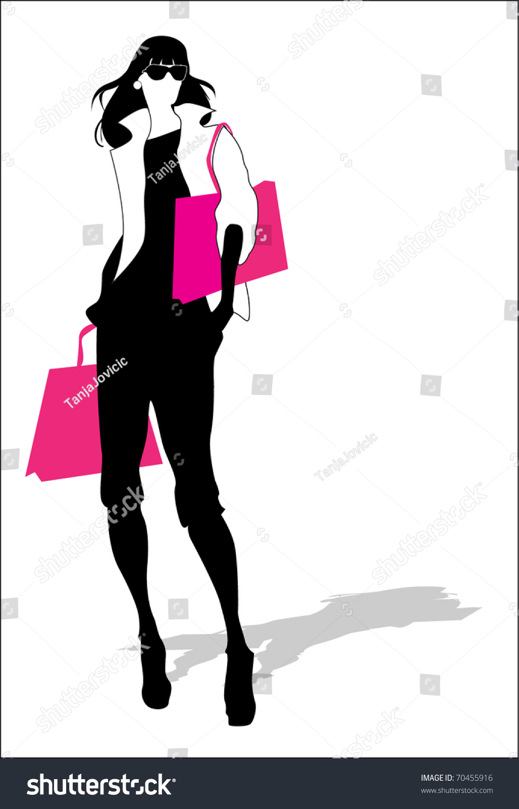 Woman Silhouette Shopping Stock Vector Illustration Shutterstock