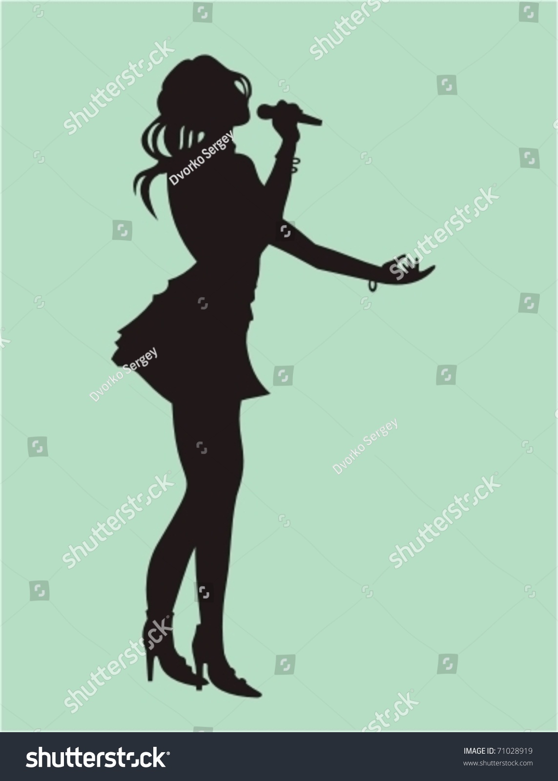 Woman Singer Black Silhouette Stock Vector Illustration 71028919