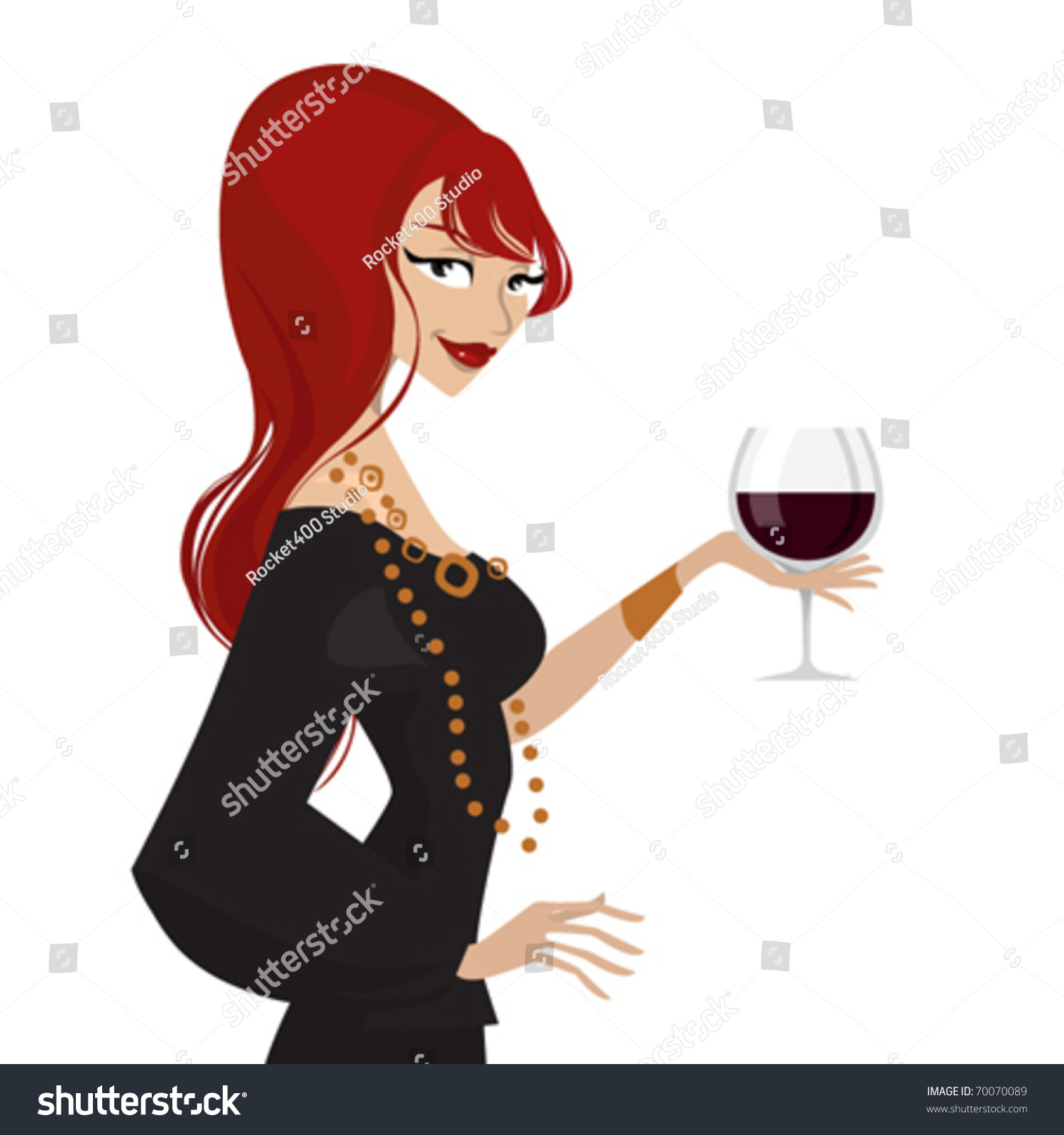 Woman With Wine Glass Stock Vector 70070089 Shutterstock 