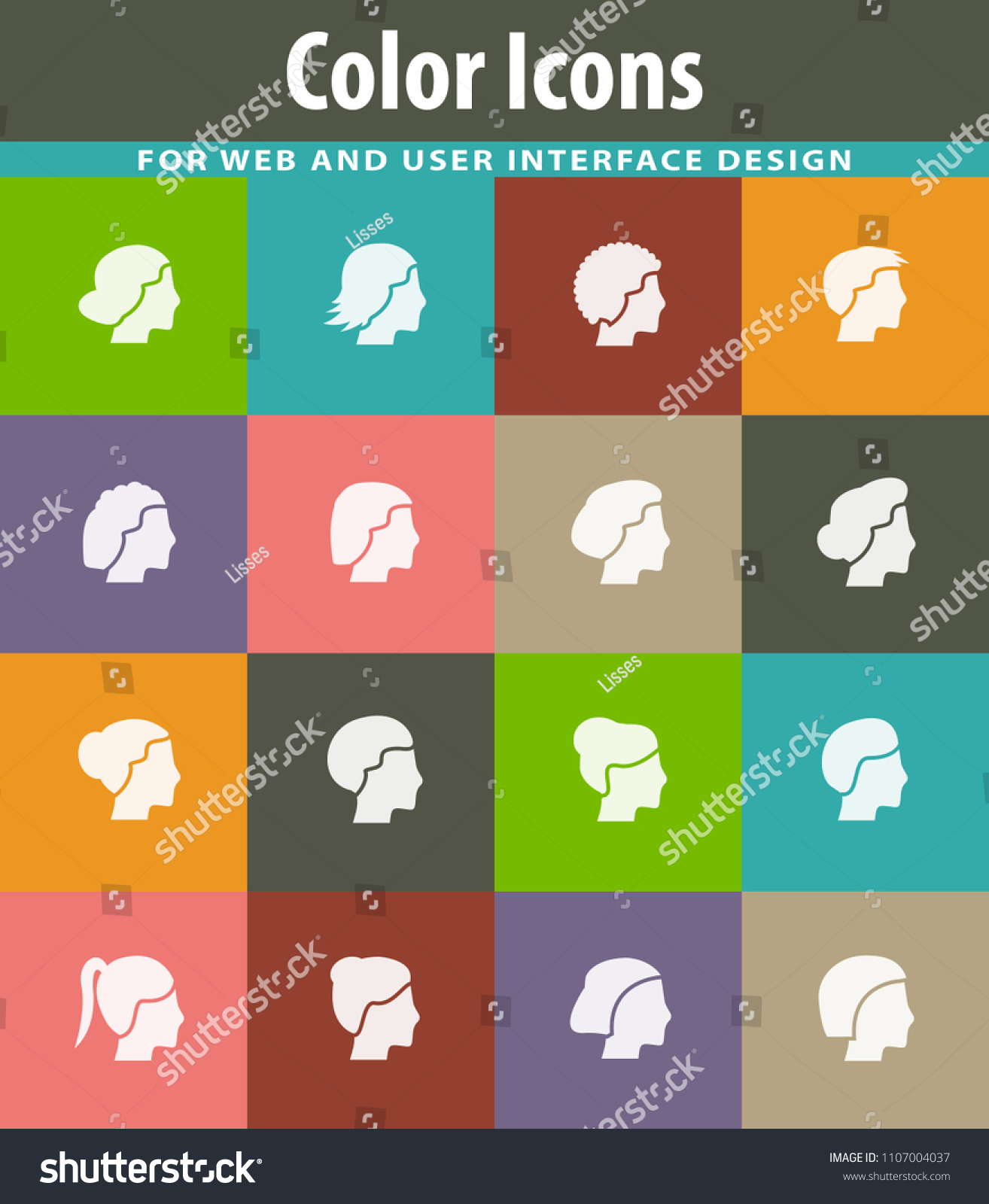 Womans Hairstyles Vector Icons User Interface Stock Vector Royalty