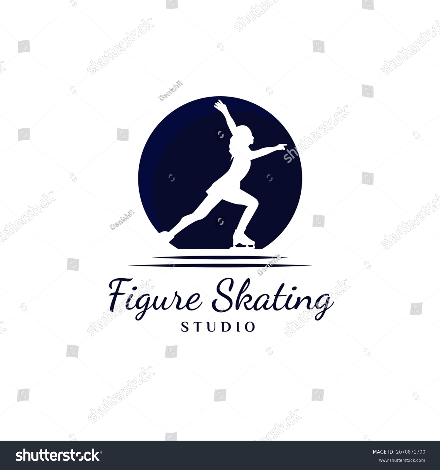 Women Figure Skating Logo Design Logo Stock Vector Royalty Free