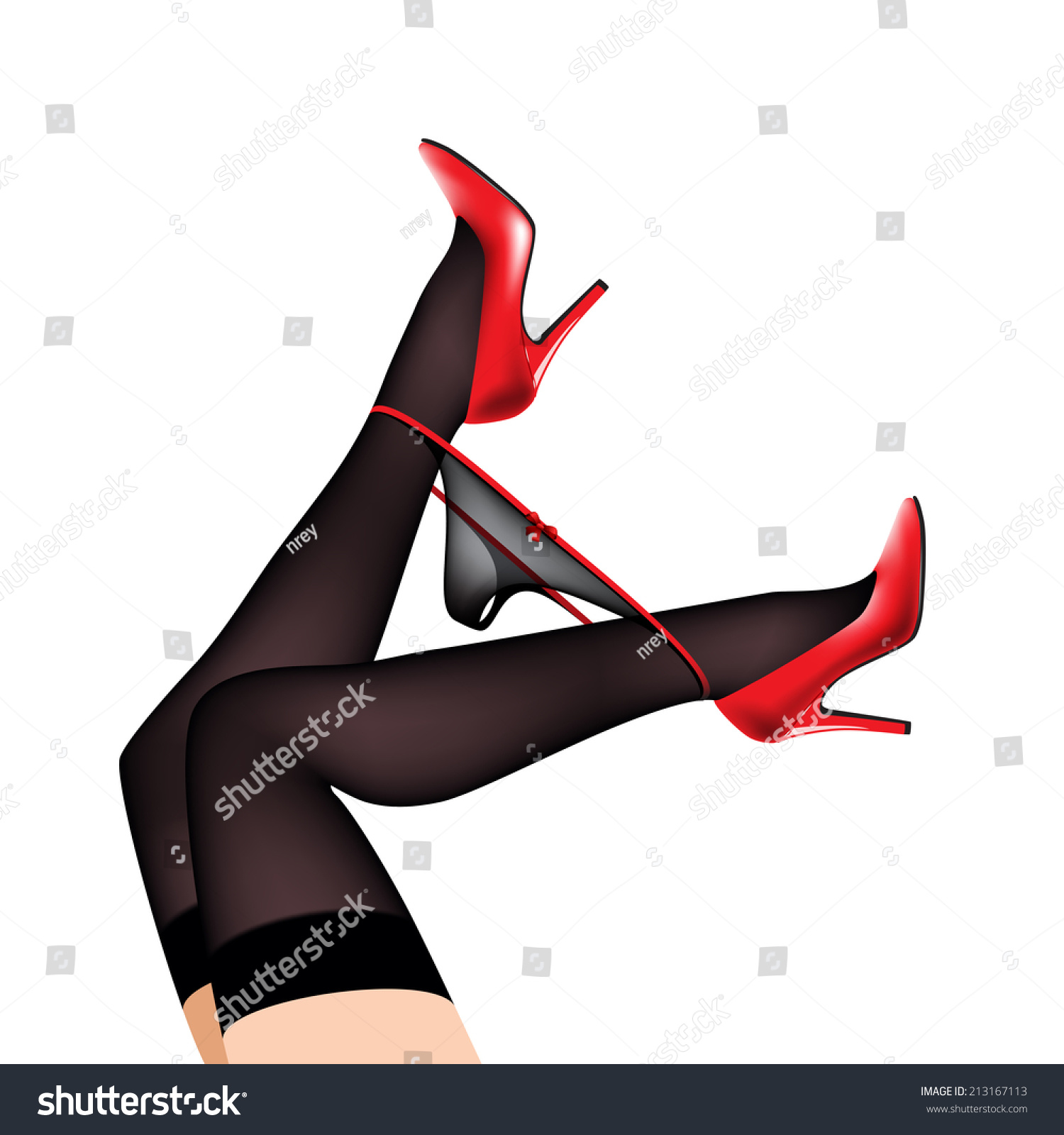 Womens Legs In Red Shoes Stockings And Panties Stock Vector Illustration 213167113 Shutterstock