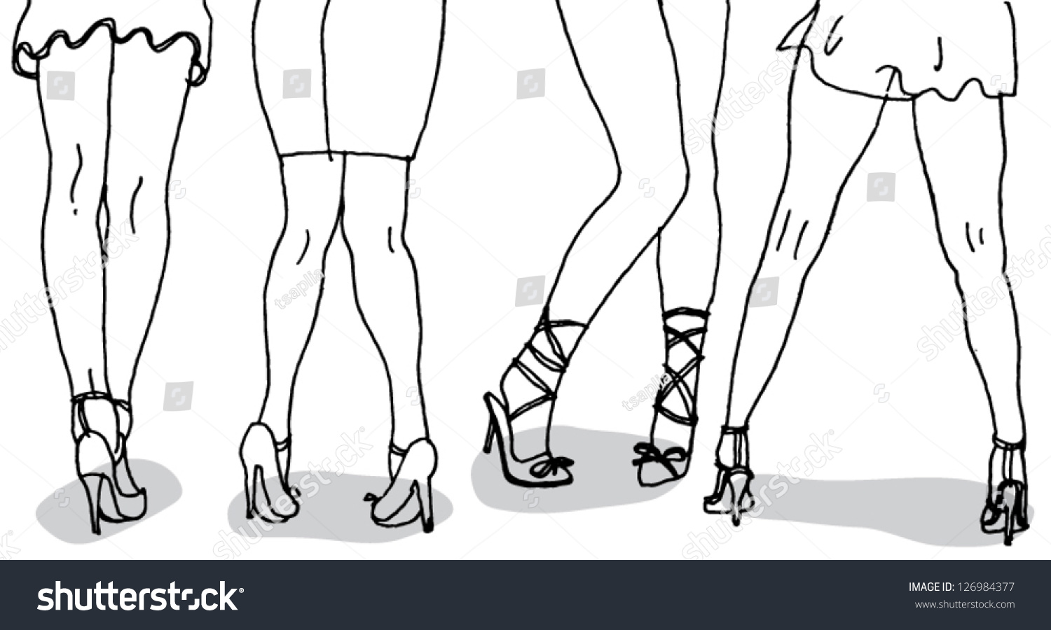 Womens Legs Hand Drawn Stock Vector Illustration 126984377 Shutterstock 