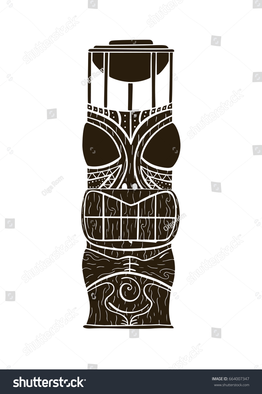 Wood Polynesian Tiki Idol God Statue Vector De Stock Libre De