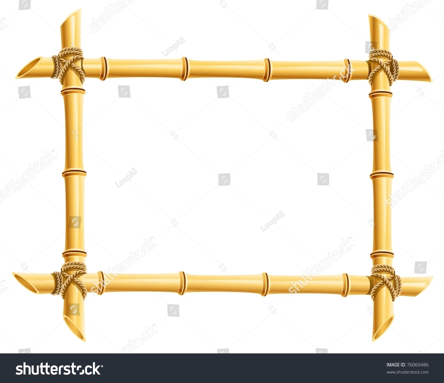 Wooden Frame Of Bamboo Sticks Vector Illustration Isolated On White