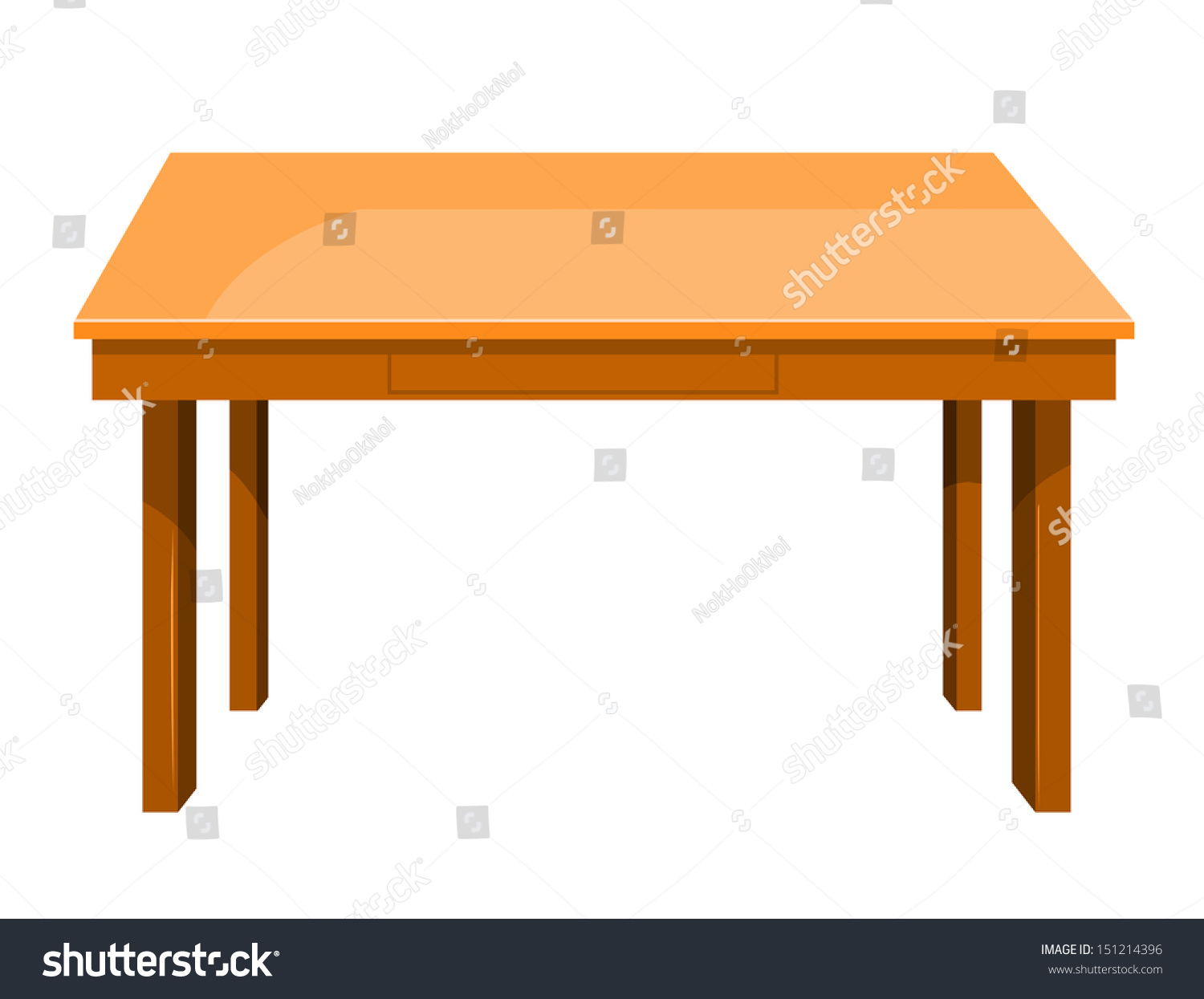 Wooden Table Isolated Illustration On White Stock Vector 151214396